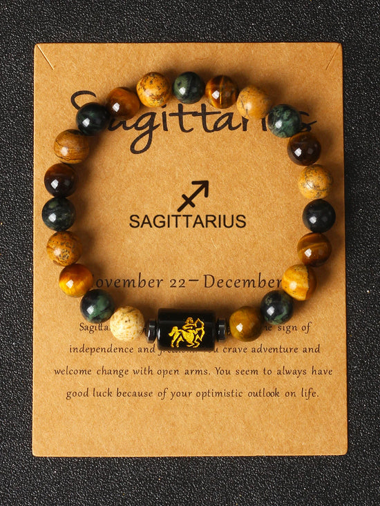 12 Zodiac Signs Constellation Charm Bracelet Men Women Fashion Tiger Eye Stone Beaded Bracelets Virgo Leo Libra Couple Jewelry