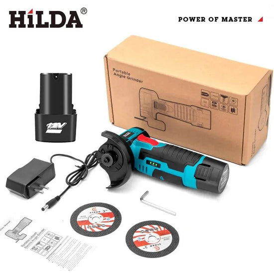 HILDA 12V Miniature Rechargeable Mini Angle Grinder with Battery Cutting Blade Polishing Grinder for Cutting Diamond Cordless