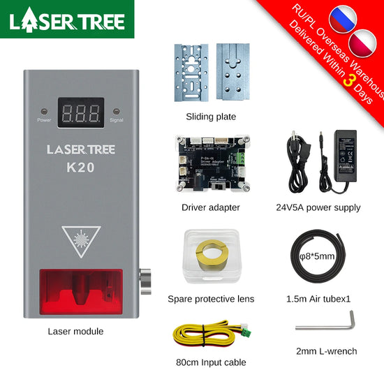 LASER TREE 20W/10W/5W/4W Laser Head For CNC Engraver Wood Cutting DIY Laser Tools 450nm TTL/ PWM Blue Light Laser Module