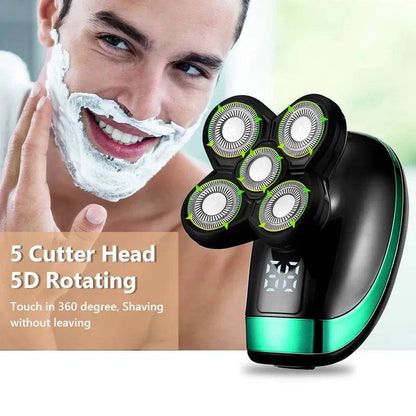 5 In 1 4D Men's Rechargeable Bald Head Electric Shaver 5 Floating Heads Beard Nose Ear Hair Trimmer Razor Clipper Facial Brush - ALL TRENDY STUFF