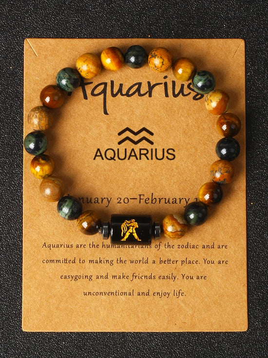 12 Zodiac Signs Constellation Charm Bracelet Men Women Fashion Tiger Eye Stone Beaded Bracelets Virgo Leo Libra Couple Jewelry