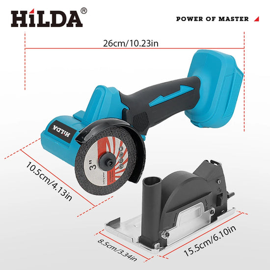 HILDA 12V Miniature Rechargeable Mini Angle Grinder with Battery Cutting Blade Polishing Grinder for Cutting Diamond Cordless