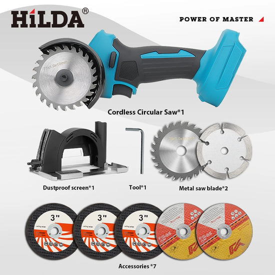 HILDA 12V Miniature Rechargeable Mini Angle Grinder with Battery Cutting Blade Polishing Grinder for Cutting Diamond Cordless