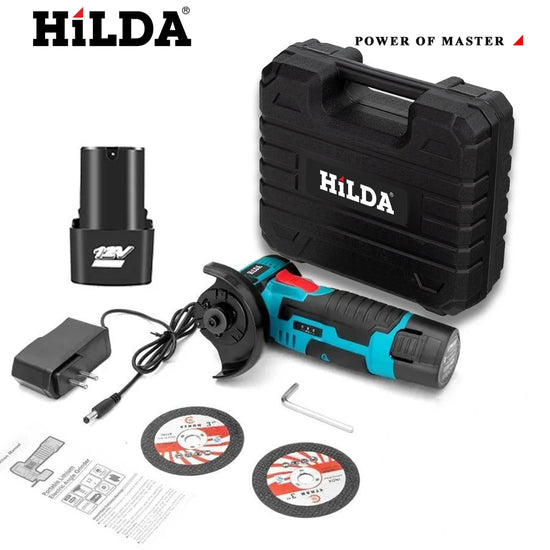 HILDA 12V Miniature Rechargeable Mini Angle Grinder with Battery Cutting Blade Polishing Grinder for Cutting Diamond Cordless