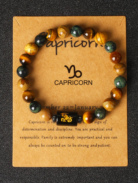 12 Zodiac Signs Constellation Charm Bracelet Men Women Fashion Tiger Eye Stone Beaded Bracelets Virgo Leo Libra Couple Jewelry