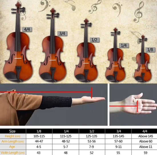 GV100 4/4 Acoustic Violin Case Bow Rosin Strings Tuner Shoulder Rest Natural