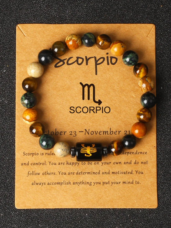 12 Zodiac Signs Constellation Charm Bracelet Men Women Fashion Tiger Eye Stone Beaded Bracelets Virgo Leo Libra Couple Jewelry