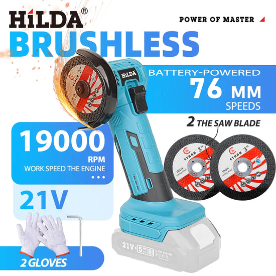 HILDA 12V Miniature Rechargeable Mini Angle Grinder with Battery Cutting Blade Polishing Grinder for Cutting Diamond Cordless