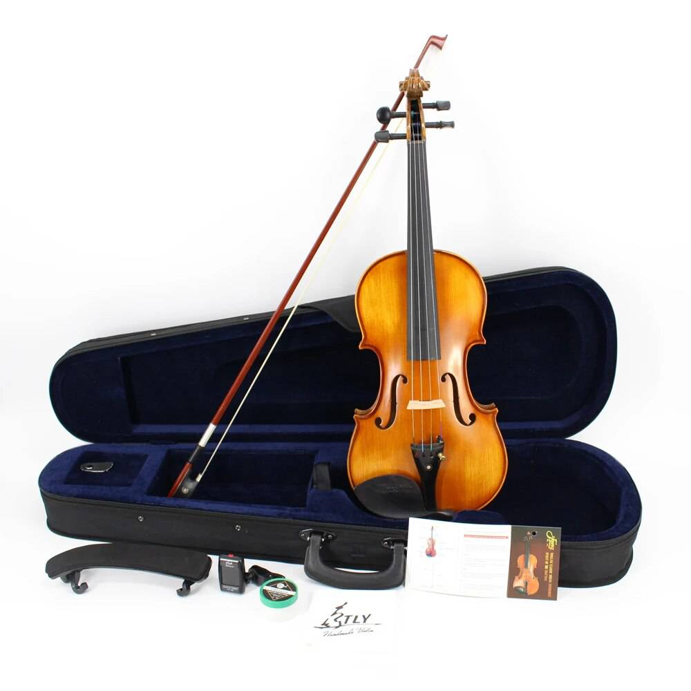 New Natural Flamed Maple Violin Full Size Hand-craft Violin Stringed Musical Instrument Ebony Fitted Case Bow Rosin - ALL TRENDY STUFF