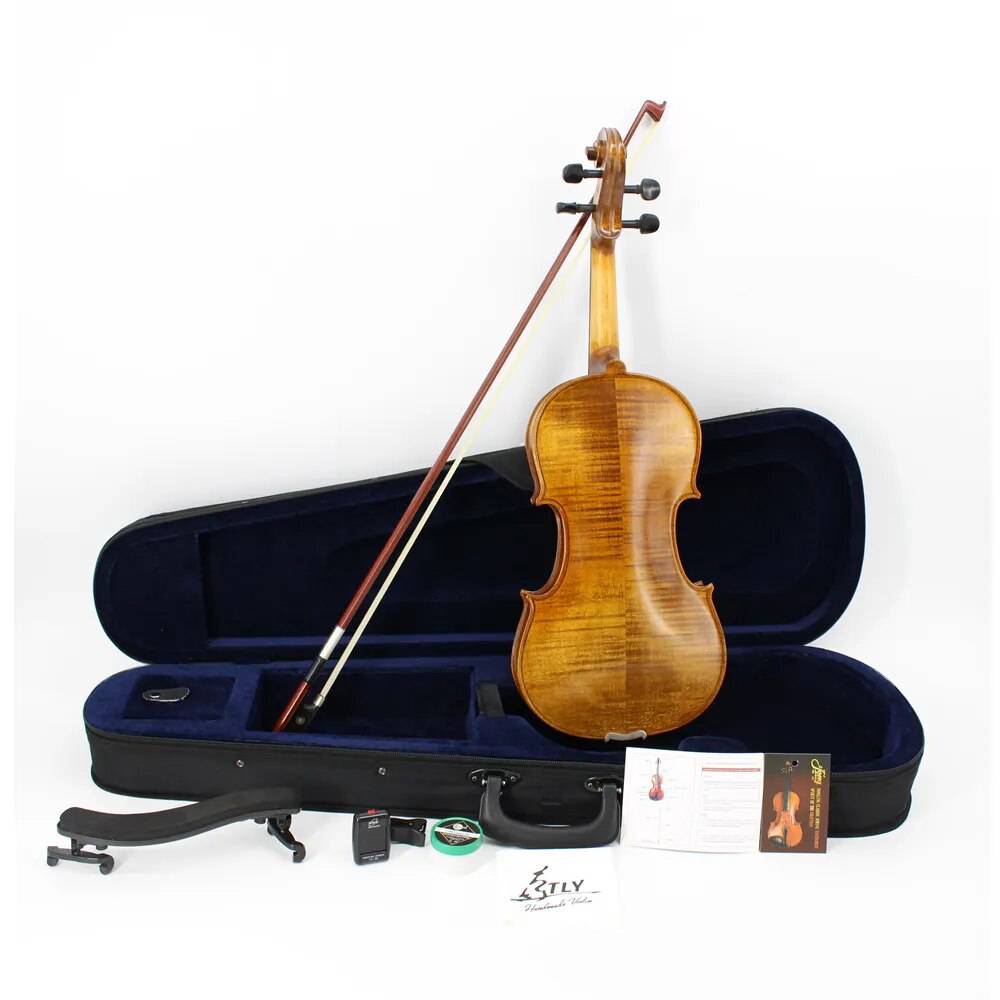 New Natural Flamed Maple Violin Full Size Hand-craft Violin Stringed Musical Instrument Ebony Fitted Case Bow Rosin - ALL TRENDY STUFF